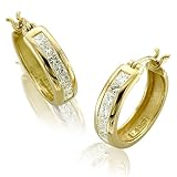 18k Yellow Gold Princess Cut Diamond Hoop Huggies Earrings (G-H, SI-I, 1.02 carat)