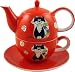 Mila Ceramic Tea for One Happy Cat, Hand Painted, Capacity 380 ml