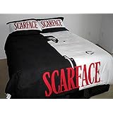 3PieceBlackWhiteRedScarface(TonyMontana)ComforterwithPillowCaseSetQueen/fullSizeBed