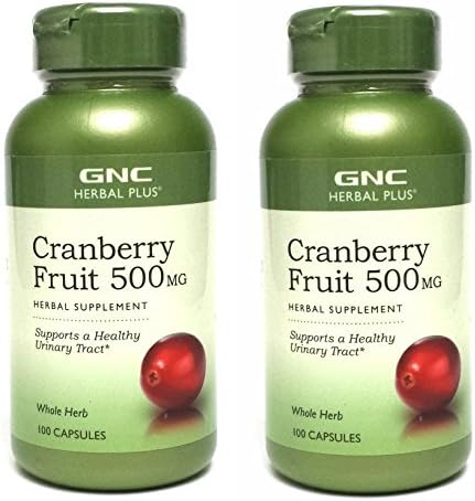GNC Herbal Plus Whole Herb Cranberry 500mg -- 2 Bottles each of 100 Capsules