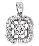 Cushion-cut CZ Diamond Platinum Plated Square Pendant