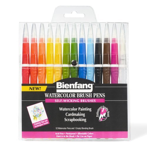 Bienfang Watercolor Brush Pens, Set of 12