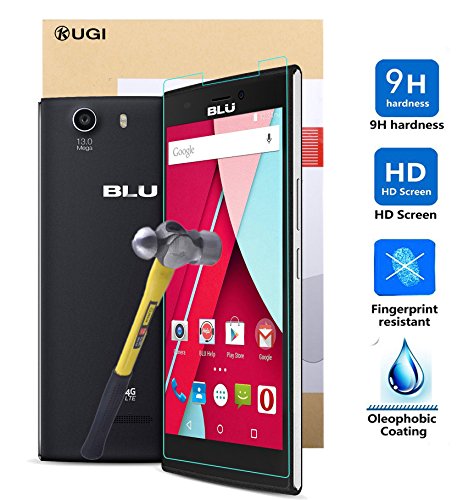 Blu life one 4G LTE Screen protector, KuGi ® Ultra-thin 9H Hardness High Quality HD clear Premium Tempered Glass Screen Protector for BLU Life One 4G LTE 2015 released 5 inch smartphone (1 pcs)