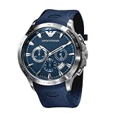 Emporio Armani Mens Chronograph Navy Rubber Strap Watch by Emporio Armani