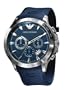 Emporio Armani Quartz, Blue Dial with Blue Rubber Strap Band - Men's Watch AR0649