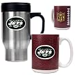 New York Jets 16oz Travel Mug & 15oz Gameball Ceramic Mug Set - Primary logo NFL Football