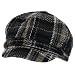 New Soft Plaid Zig Zag Stripe Multi-Color Newsboy Cabbie Cap Hat Black
