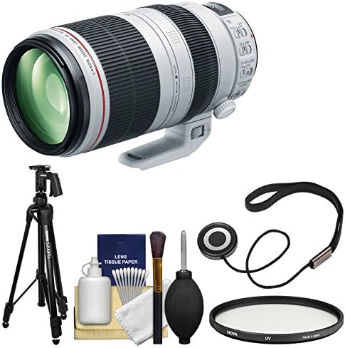Canon EF 100-400mm f/4.5-5.6 L IS II USM Telephoto Zoom Lens with Hoya Multi-Coated UV Filter + Pistol Grip Tripod + Kit for EOS &amp; Rebel DSLR Cameras