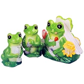Frog Ceramic Salt and Pepper Shaker Napkin Holder by Housewares