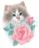 Kitten With Rose Adult T-Shirt