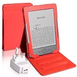 Accessory Pack For The All New Amazon Kindle 4 - 6" 6 Inch Version Red Executive Book Stand Case With UK Mains USB Adaptor Plugby Yousave