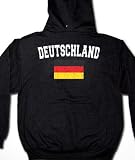 Deutschland Flag International Soccer Sweatshirt, Germany Soccer Mens Hoodie, Medium, Black