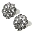 Tressa Sterling Silver White Cubic Zirconia Clip On Flower Pattern Earrings .925 Stamp Hypoallergenic