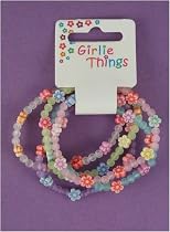 Frosted Beads & Daisies bracelet (pack of 5) - great girls party bag gift