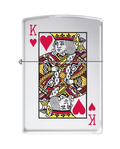Zippo King of Hearts Playing Cards High Polish Chrome Lighter 7555