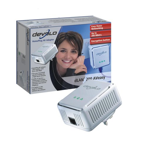 Childrens Toyshop  Computer : Devolo dLAN 200 AVeasy (Homeplug AV) Adapter, up to 200 Mbp/s, HD video streaming capable - Easy Hi-Security Button