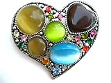 COLORFUL CRYSTAL RHINESTONE LOVELY HEART PIN BROOCH