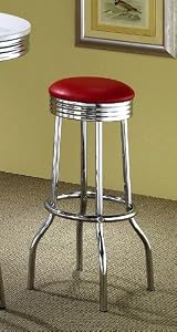 Coaster Retro Nostalgic Style Bar Stools, 29-Inches Height, Red, Set of 2 by Coaster Home Furnishings