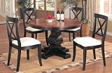 5pc Antique Style Black Finish Wood Round Dining Table & 4 Chairs Set