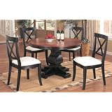 5pc Antique Style Black Finish Wood Round Dining Table and 4 Chairs Set by visiondecor Furniture