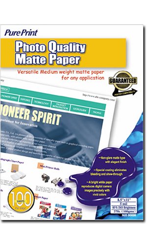 Office Product: PurePrint Photo Quality Matte Paper   8.5inx11in  100 Sheets 