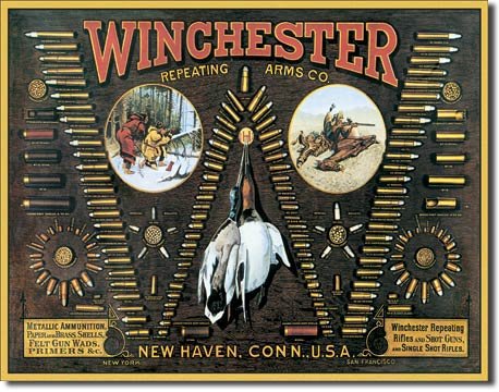 Winchester Arms Tin Metal Sign : Bullet Board