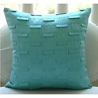 Blue Ocean - 22x22 Inches Decorative Large Pillow Covers - Silk Pillow Cover with Pintucks