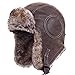 Janey&Rubbins Unisex Winter Knit Russian Ushanka Cossack Trapper Pilot Aviator Cap Hat (M, A - Brown Leather)