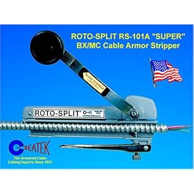 RS-101A Roto-Split BX MC Armored Cable Stripper for AWG #14-2 to AWG #8-4 cables, cuts 3 8... by Seatek