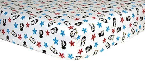 Penguin Flannel Crib Sheet