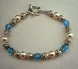 Genuine Swarovski Crystal & Pearl w/ Oxidized Blue 7 Inches Bracelets (BRAND NEW)