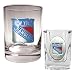 New York Rangers NHL Rocks Glass & Square Shot Glass Set - Primary Logo