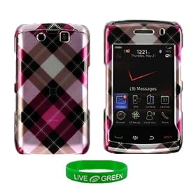 Diagonal Pink Check Design Snap On Hard Case for RIM BlackBerry Storm2 9550 Phone, Verizon Wireless