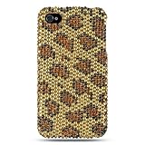 Gold Leopard Bling Hard Case Snap On Faceplate Cover For Apple iPhone 4