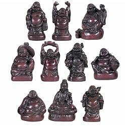 Set of 10 Mini Chinese Buddha Statues