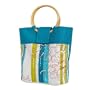 Olive N Figs Turquoise Blue Striped Floral Sequined Jute Handbag/Tote