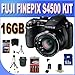 Fujifilm FinePix S4500 Digital Camera (Black) + 16GB SDHC Memory + USB Card Reader + Set of 4 NIMH Rechargeable Batteries + Ac/Dc Charger + Memory Card Wallet + Shock Proof Case w/Strap + Full Size Tripod + Accessory Saver Kit!