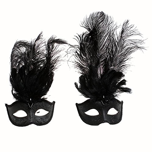 Black Masquerade Feather Mask