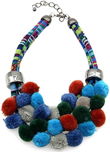 GDSTAR Winter Indian Design Jewelry Colorful Fur cones Cotton Rope Chokers Vintage Necklaces