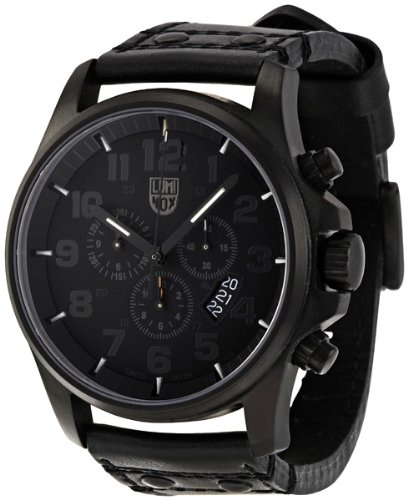Luminox Men's 1881.BO Black Leather Swiss Quartz Watch with Black Dial