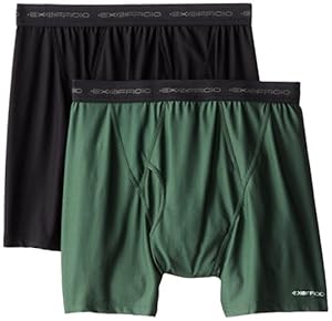 ExOfficio Men's Give-N-Go Boxer Brief 2-Pack (Pe Bag) Black/Petrol, Medium