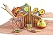 Deluxe Toy Tin Tea Set (Retro Fruit Pattern) with Wicker Basket