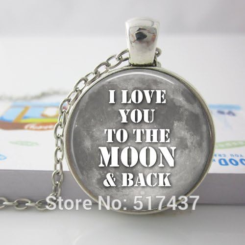 Pretty Lee I Love You To The Moon And Back Necklace Grey Moon Valentine Gift Jewelry Moon Glass Dome Pendant Jewelry
