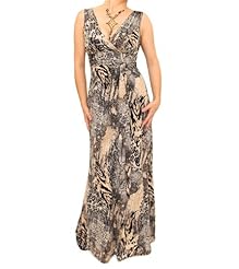 Elastane/Polyester Draped Animal Print Maxi Dress  With a Sash 