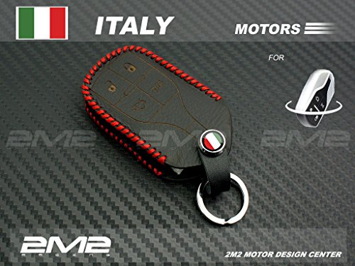 LMS01-6-A Leather Key fob Holder Case Chain Cover fit For Maserati Smart key