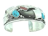 By Artist: M.Thomas Jr. Beautiful! Genuine Navajo Sterling-silver Bear Claw Turquoise Men's Women's Bracelet