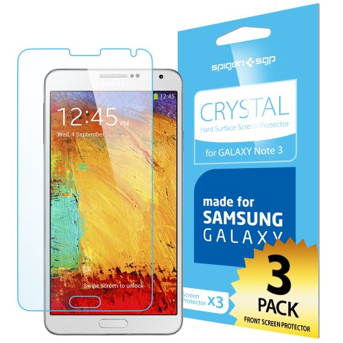 Galaxy Note 3 Screen Protector, Spigen® Samsung Galaxy Note 3 Screen Protector [Crystal Clear] [3-PACK]**JAPANESE BASE PET FILM** Premium Front Screen Protector (SGP10449)