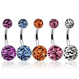 5er Set Bauchnabelpiercings Barbel Tiger Ball