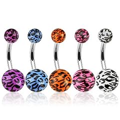 5er Set Bauchnabelpiercings Barbel Tiger Ball