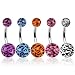 5er Set Bauchnabelpiercings Barbel Tiger Ball